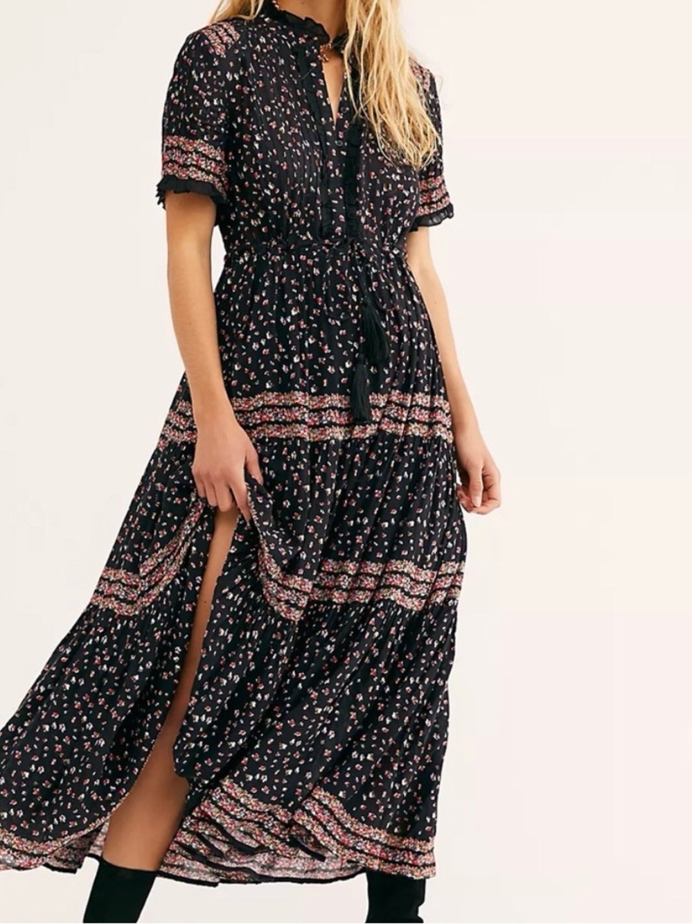 FREE PEOPLE Black Dress Floral Dress